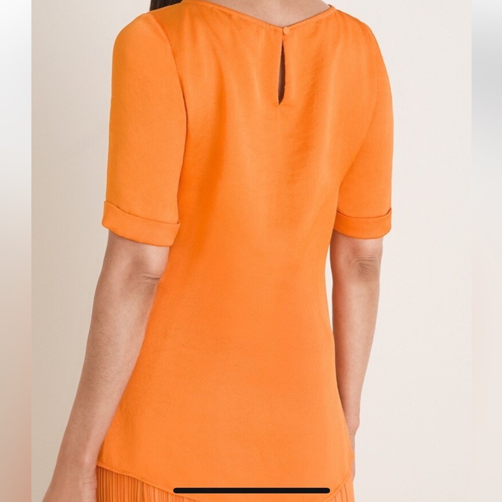 Chico’s Hammered Satin Tee in Orange. NWT. Size 3 (X-Large) - Picture 2 of 7
